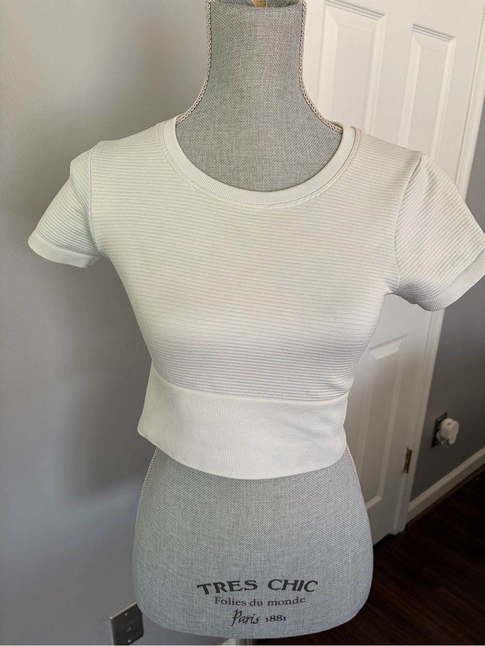 Aerie Light blue Ribbed Short Sleeve Crop Top Small